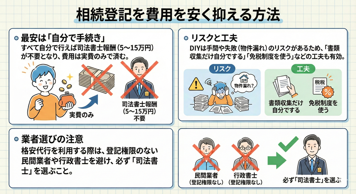 相続登記を費用を安く抑える方法