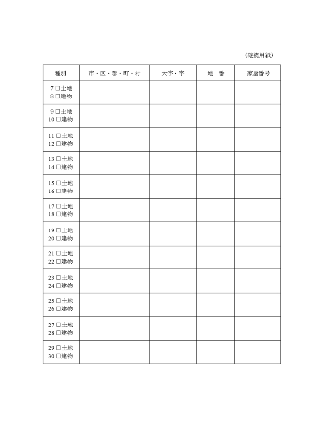 不正登記防止申出書のひな型(2ページ目)