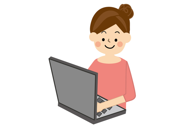 パソコンを見る女性のイラスト