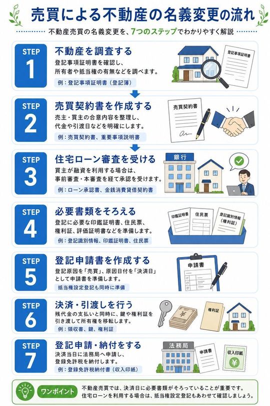 売買による不動産の名義変更の流れ